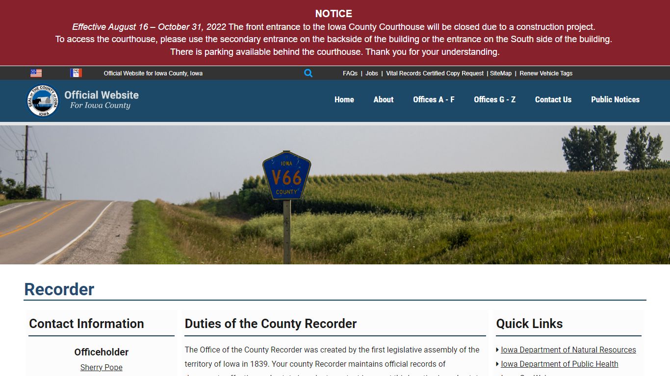 Recorder | Welcome To Iowa County, Iowa